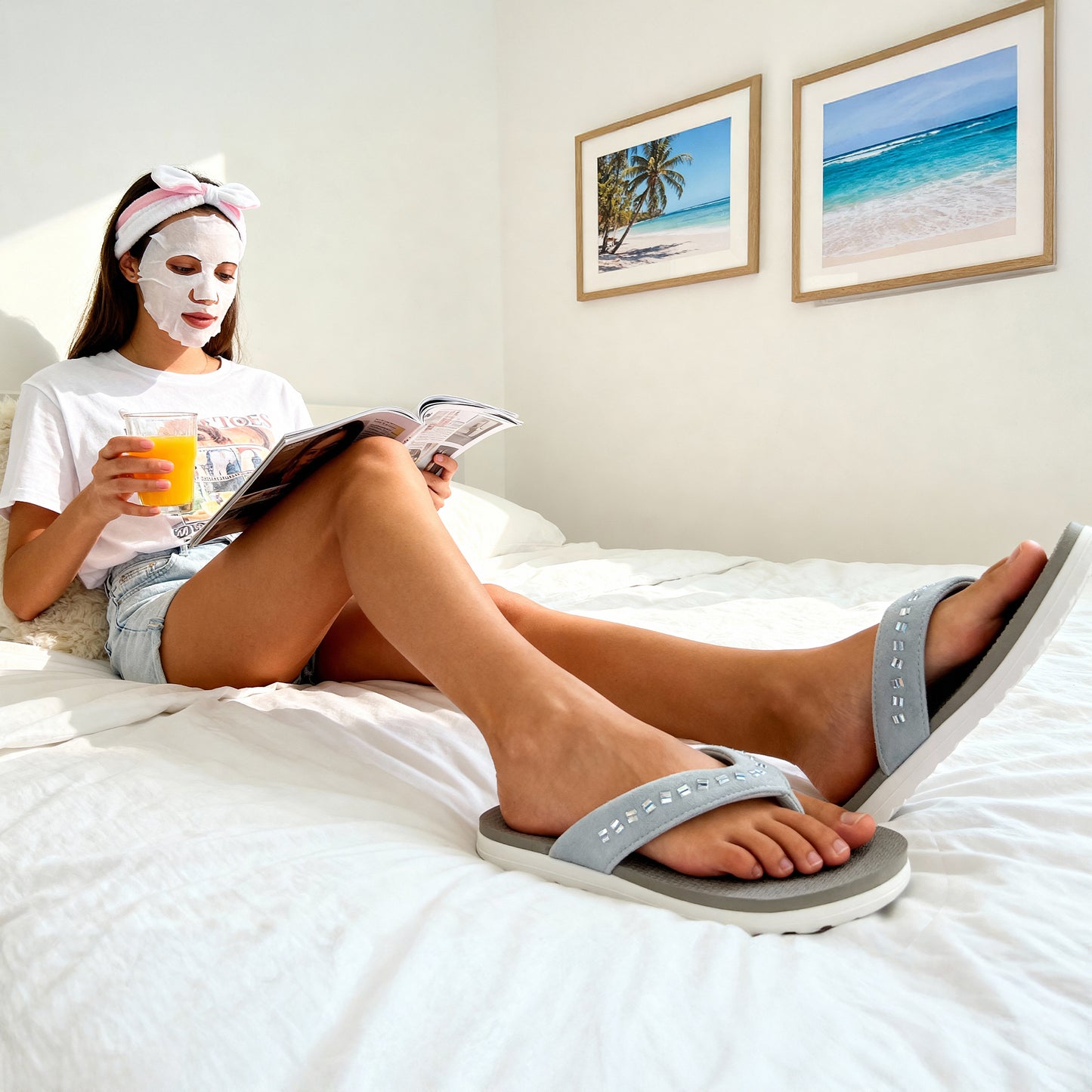 Crystal Women’s Comfort Flip-Flops – Grey