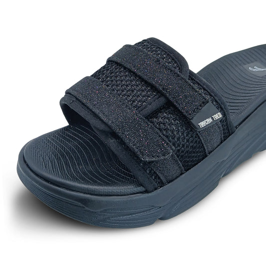 Bounce Women’s Soft Cushion Slides – Black Glitter