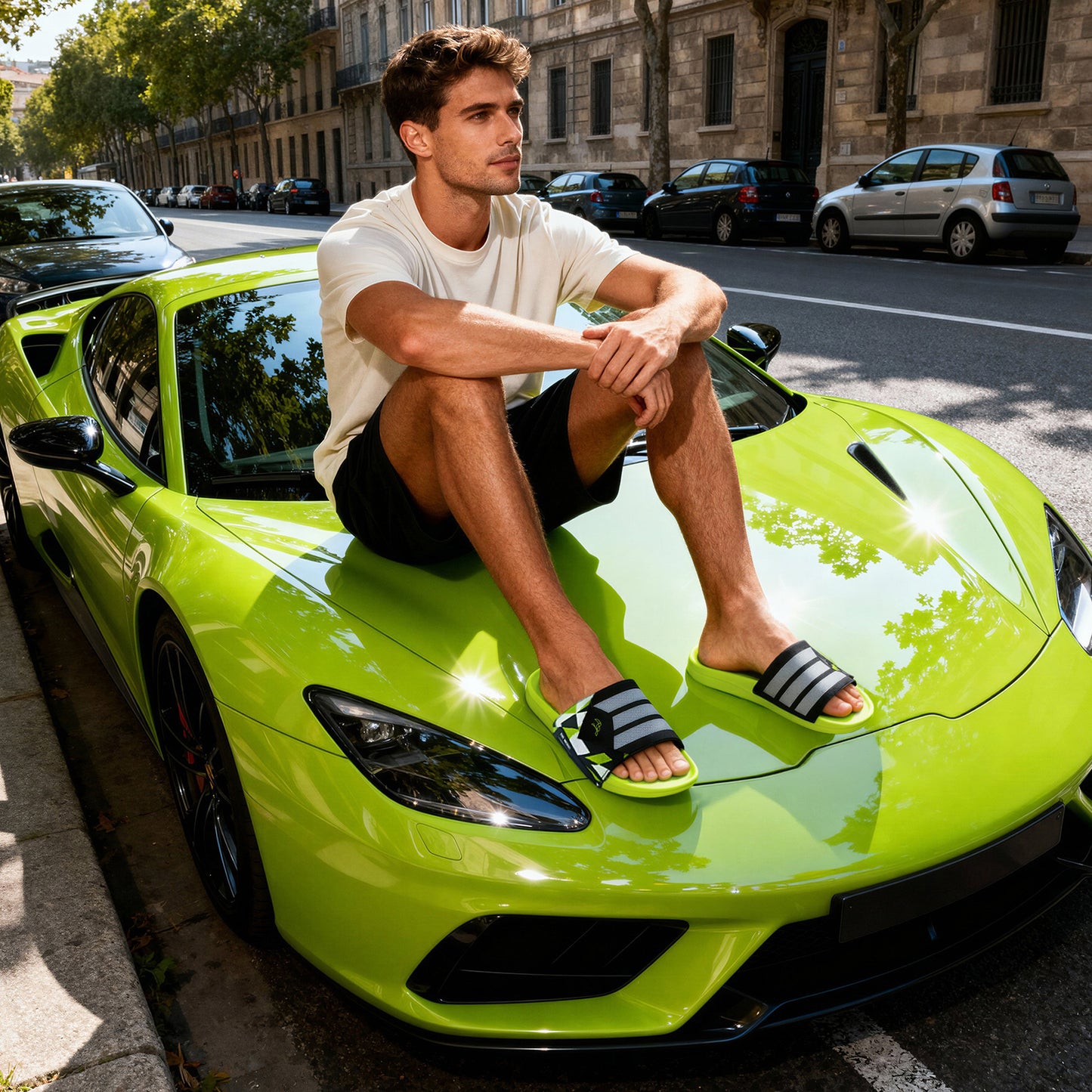 Bermuda Men’s Slides – Lime