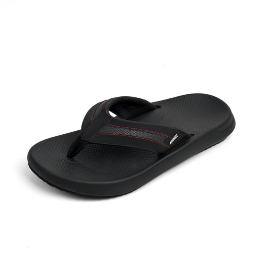 Black Toucantoes men's flip-flop with red stitching, durable and stylish footwear
