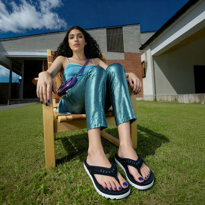 Crystal Women’s Comfort Flip-Flops – Black