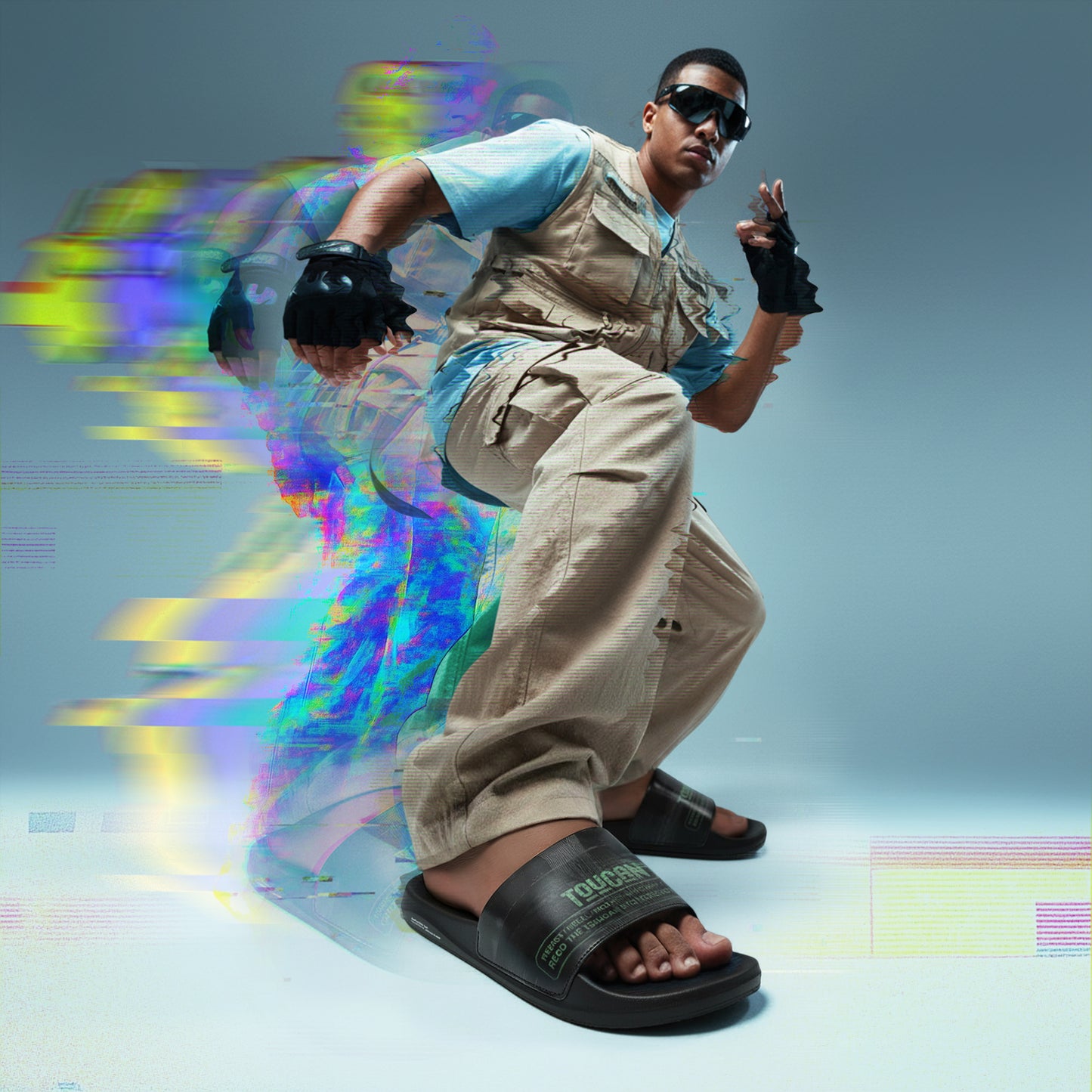 Glitch Men’s Soft Cushion Slider – Black