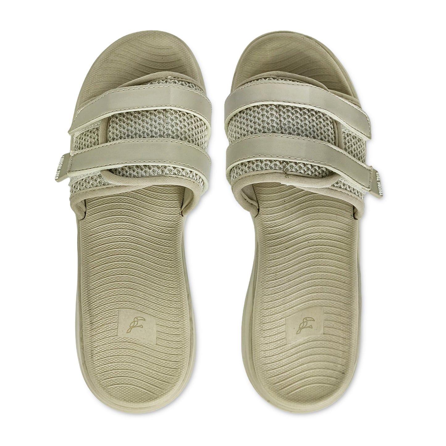 Toucantoes beige slides with double straps and textured soles for men and women