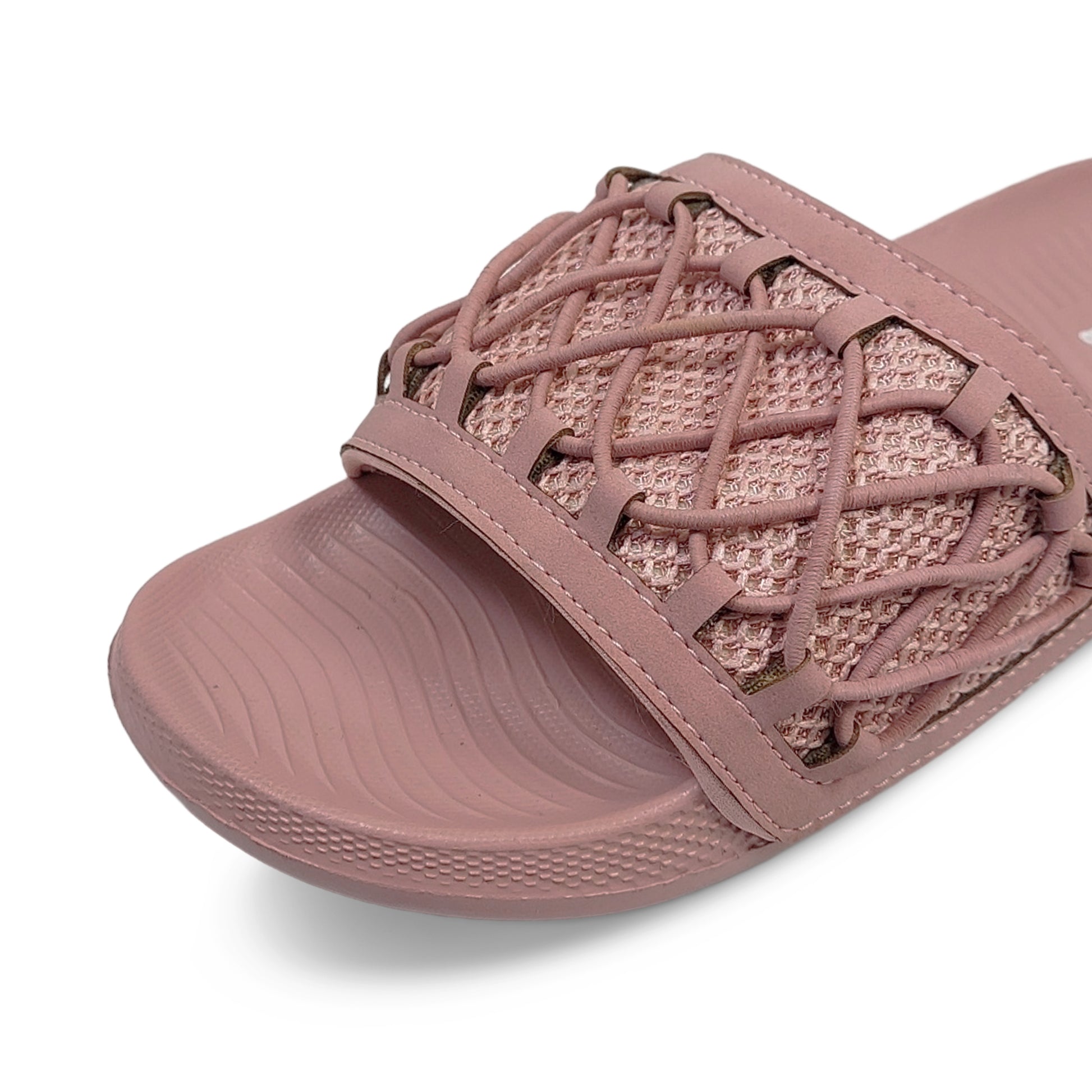 Toucantoes stylish pink woven slide sandal for women, comfortable daily-wear footwear