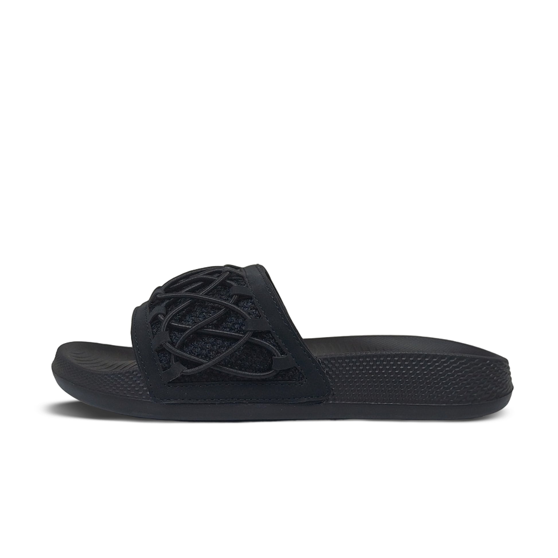 Toucantoes black slide sandal for men and women with textured strap and cushioned sole