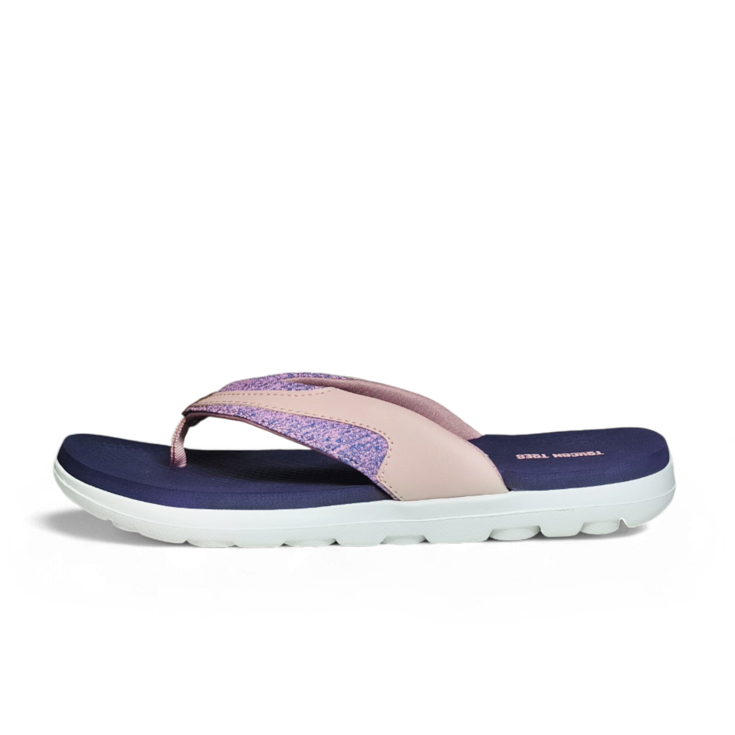 Toucantoes women's pink and purple flip-flop sandal with cushioned white sole