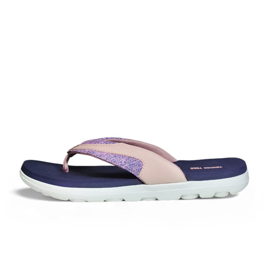 Toucantoes women's pink and purple flip-flop sandal with cushioned white sole