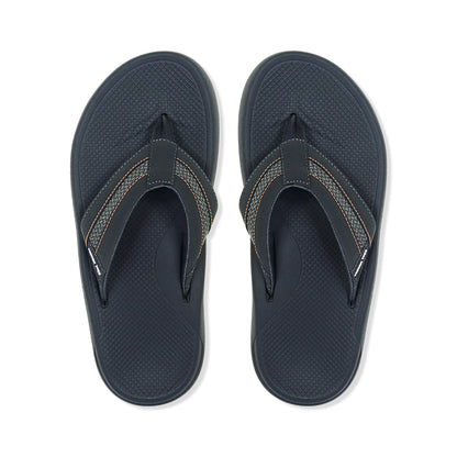 Toucan Toes men's black flip-flops with textured sole and contrast stitching on straps