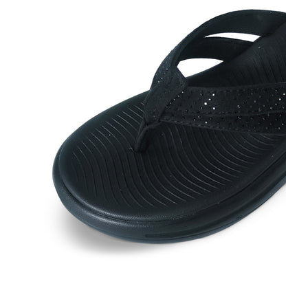 Plim Women’s Comfort Cushioned Flip Flops - Black