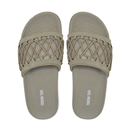 Toucantoes beige slides with woven upper, stylish comfortable durable men’s footwear
