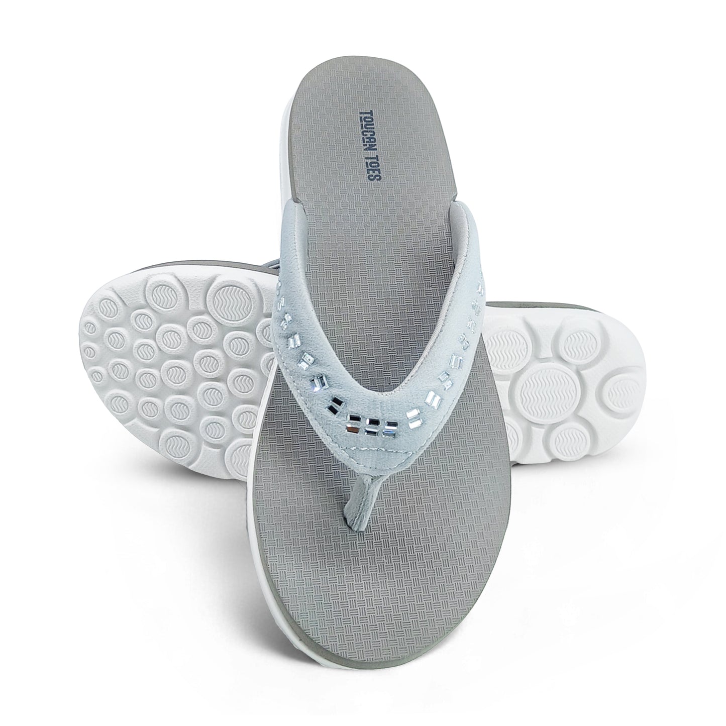 Crystal Women’s Comfort Flip-Flops – Grey