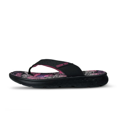 Toucantoes black flip-flop with tropical pink and black insole, stylish and durable footwear