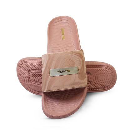 Toucantoes pink slides for women, comfortable slip-on sandals with textured soles