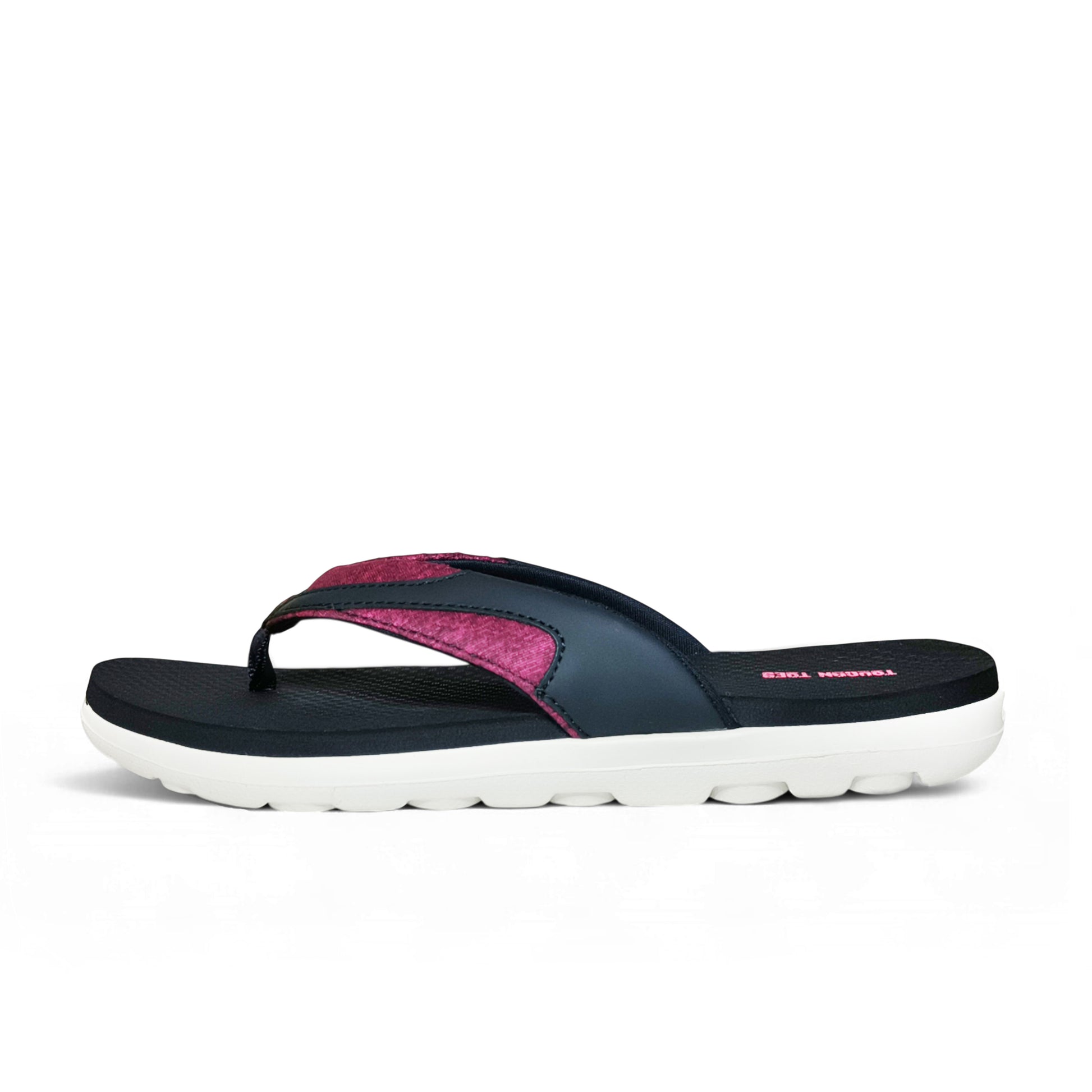 Toucantoes stylish maroon and navy flip-flop with cushioned white sole, premium comfort footwear