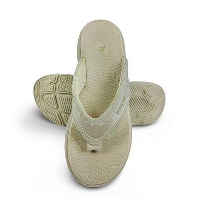 Beige Toucan Toes flip-flops with textured sole, stylish and comfortable footwear for men and women