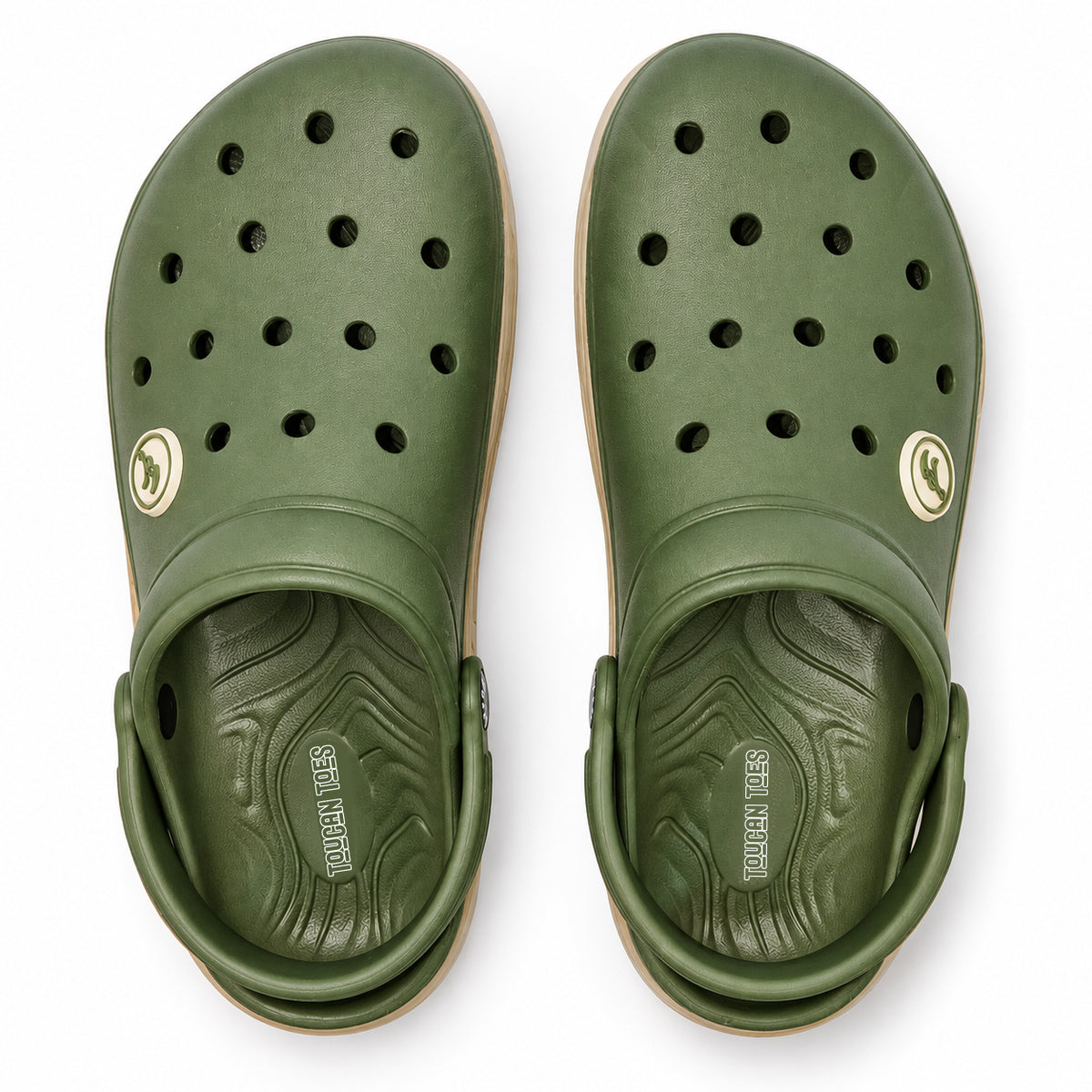 Top view of Toucantoes Frank men's olive clogs