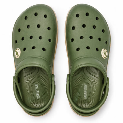 Top view of Toucantoes Frank men's olive clogs