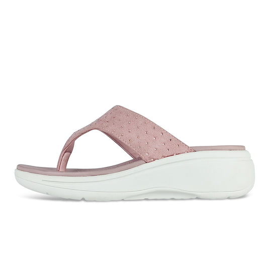 Riva Women's Flip-Flops | Perforated Strap Cushion Comfort, Rose Gold