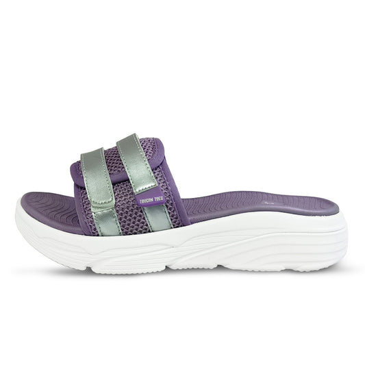 Bounce Women's Sliders | Soft Cushion Dual-Strap, Purple