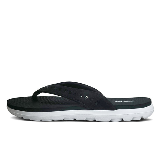 Crystal Women's Flip-Flops | Cushioned Suede-Finish Strap, Black