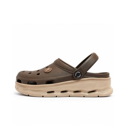Toucantoes Frank men's clogs in brown, side view showing the cushioned sole
