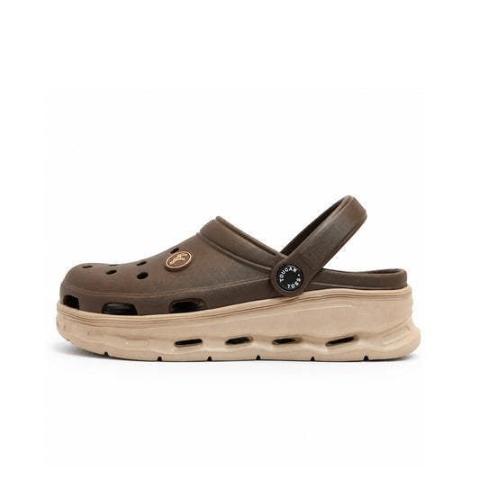 Toucantoes Frank men's clogs in brown, side view showing the cushioned sole
