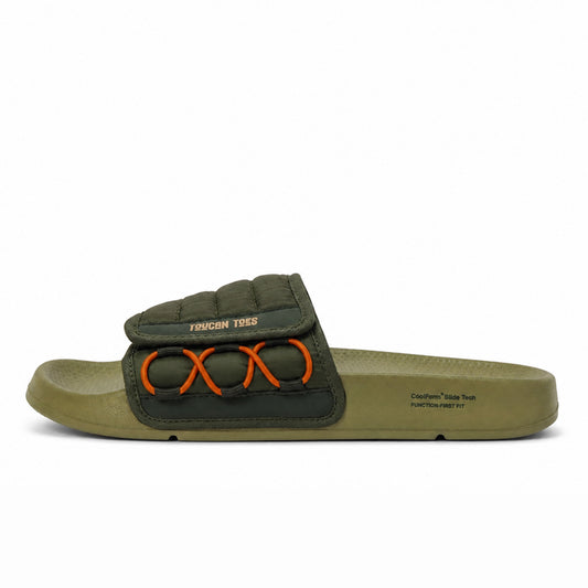 Laidback Men's Sliders | Padded Strap Comfort, Khaki