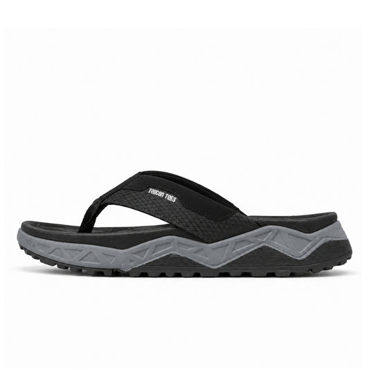 Toucantoes Matrix men's slippers in black, side view showing the cushioned sole