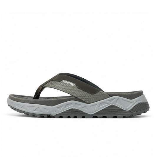 Toucantoes Matrix men's slippers in grey, side view showing the cushioned sole
