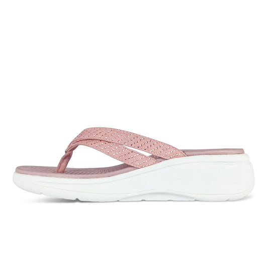 Plim Women's Flip-Flops | Perforated Strap Cushion Comfort, Rose Gold
