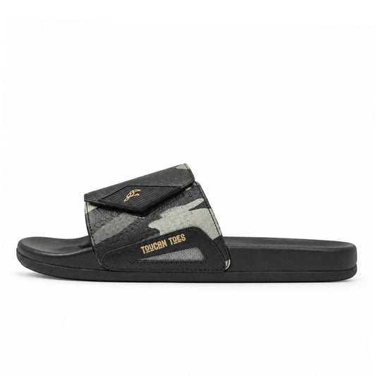 Sniper Men's Sliders | AirSoft Cushion Camo Strap, Black